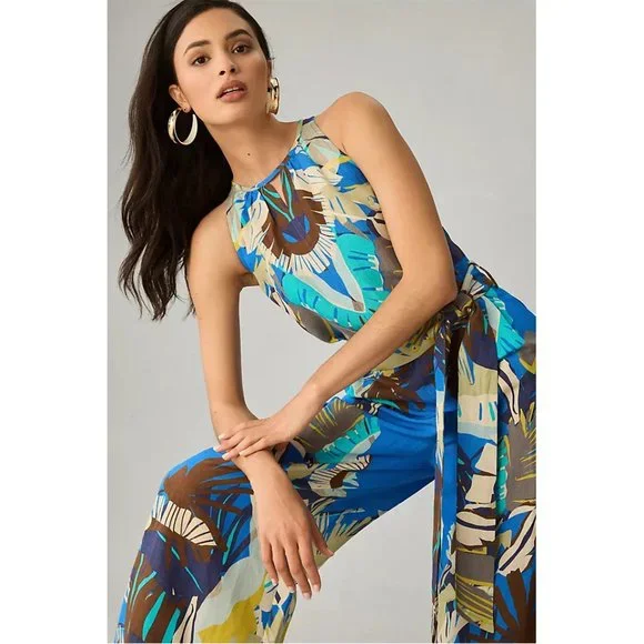 Ranna Gill | Linen Blend Halter Wide-Leg Jumpsuit w/ Pockets! | NWT - Picture 4 of 5